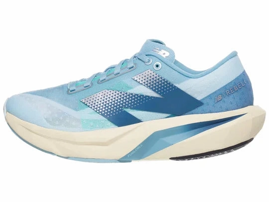 New Balance | FuelCell Rebel v4 | Women's | Quarry Blue/Chrome Blue/Heron Blue/Silver Metalic Running Shoes For Tarmac