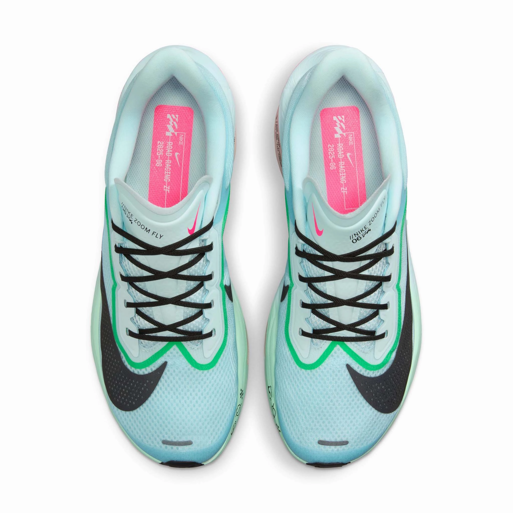Nike | Men's Zoom Fly 6 Road Running Shoes - Glacier Ice/Black-Hyper Pink-Green Shock Custom Fit Running Shoes Asics