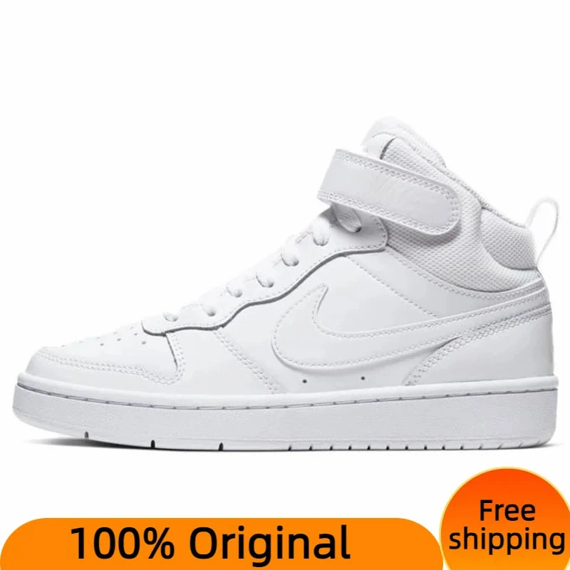Nike Court Borough Mid 2 White GS Sneakers shoes With Original Box Asics Basic Running Shoes