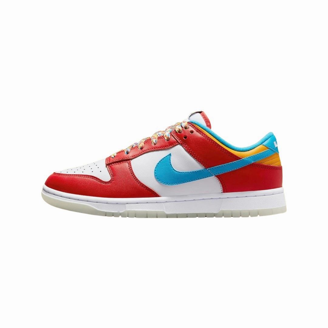 Nike Dunk Low x Lebron James "Fruity Pebbles" Habanero Red Laser Blue White Asics Flexible Running Shoes