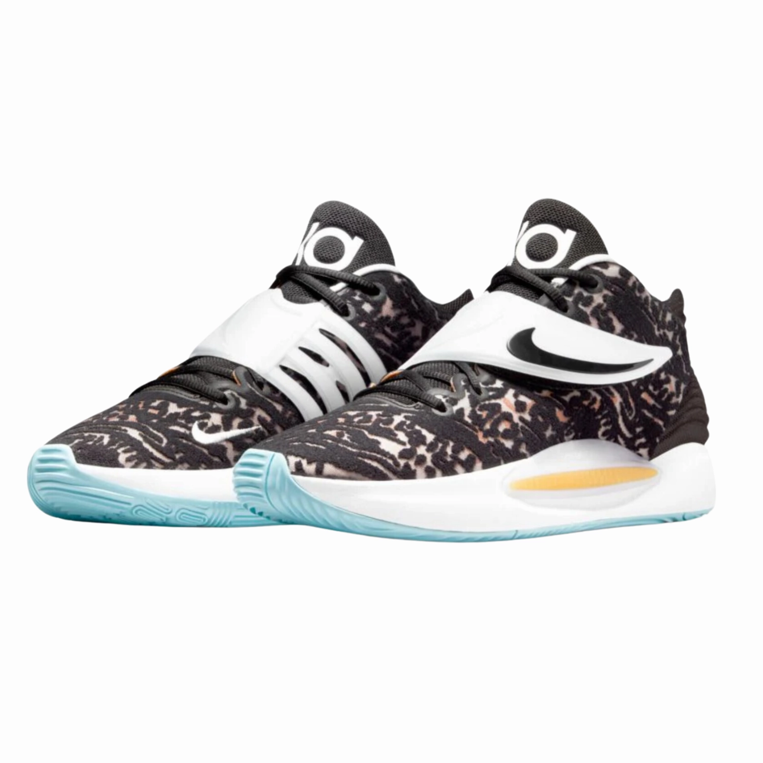 Nike KD 14 Floral Black Natural White Light Blue Asics Gel Ultralyte Cheer Shoe