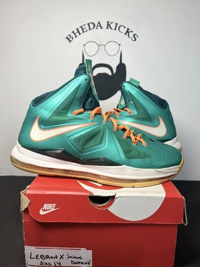 Nike Lebron 10 X Miami Dolphins White Teal Orange 541100-302 Mens Size 14 Asics Shoes Gel Kayano 20