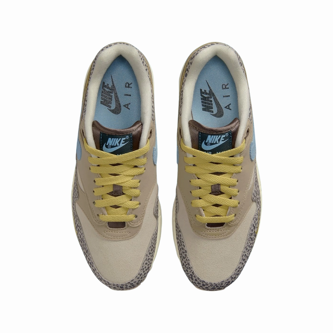 Nike Women's Air Max 1 Safari Cobblestone Worn Blue Limestone Mens Tennis Shoes Asics