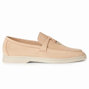 Praying Praying Loafers Loro Piana Summer Charms Walk Suede Goatskin Pink Sand Loafers