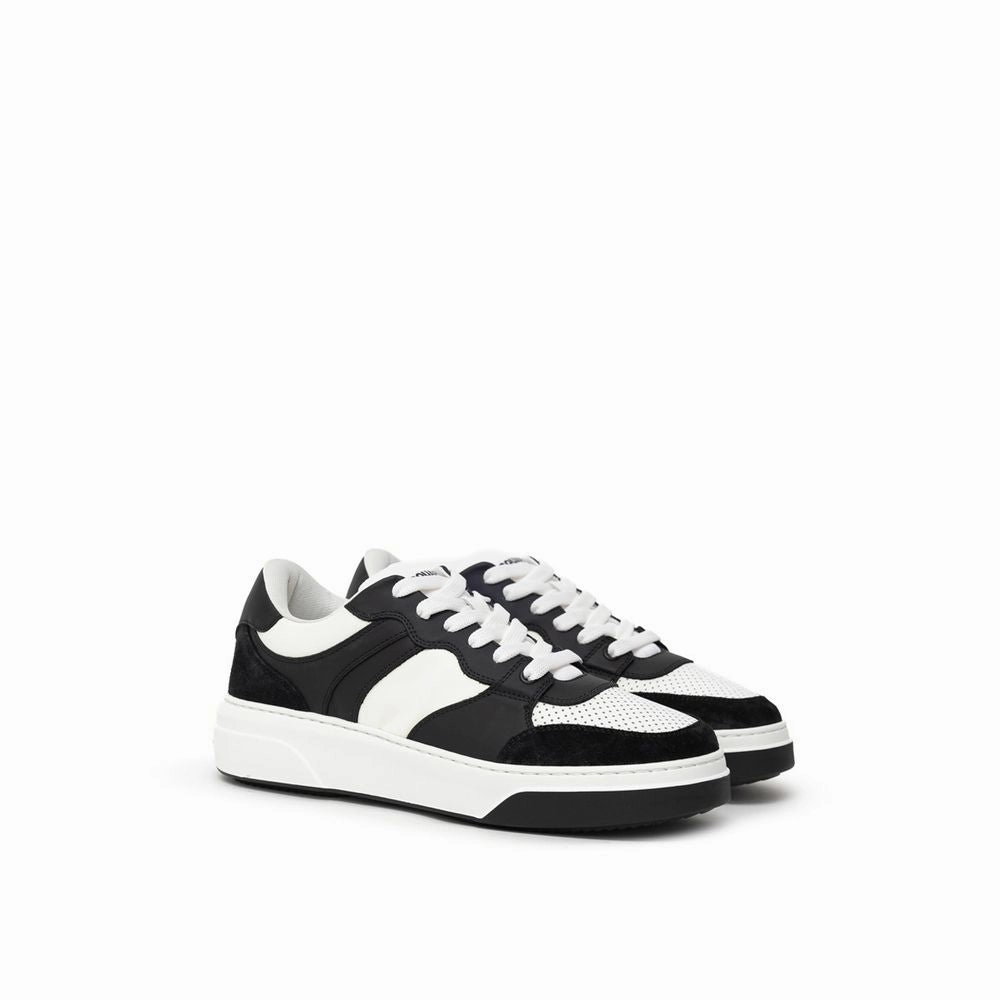 Dsquared Black And White Leather Athletic Sneakers Best Way To Wash Sneakers