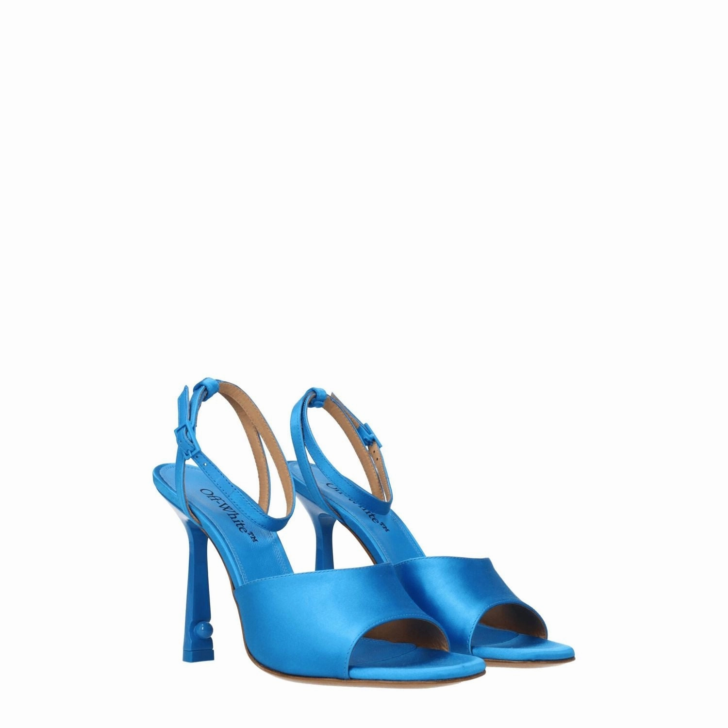 Spenco Sandals Off-White Blue Satin Stiletto Heel Sandals