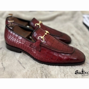Horsebit Loafers Croco Burgundy Loafers Size 5