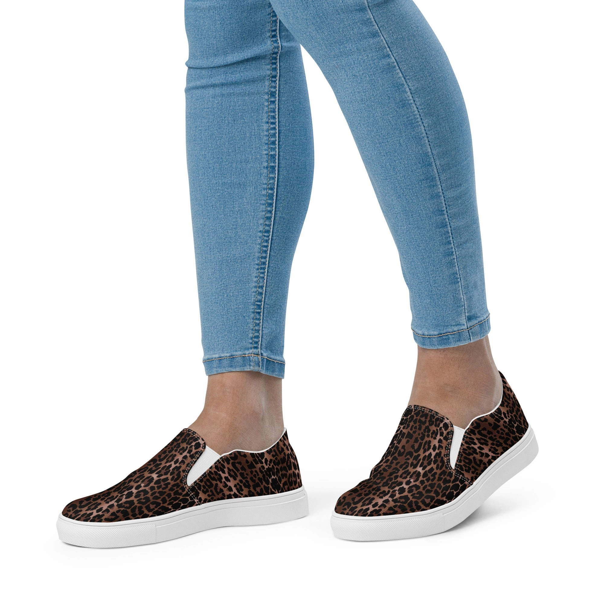 OG Leopard Print Womens Slip-on Canvas Deck Shoes | Pinup Couture Relaxed Shoes With Support For Flat Feet
