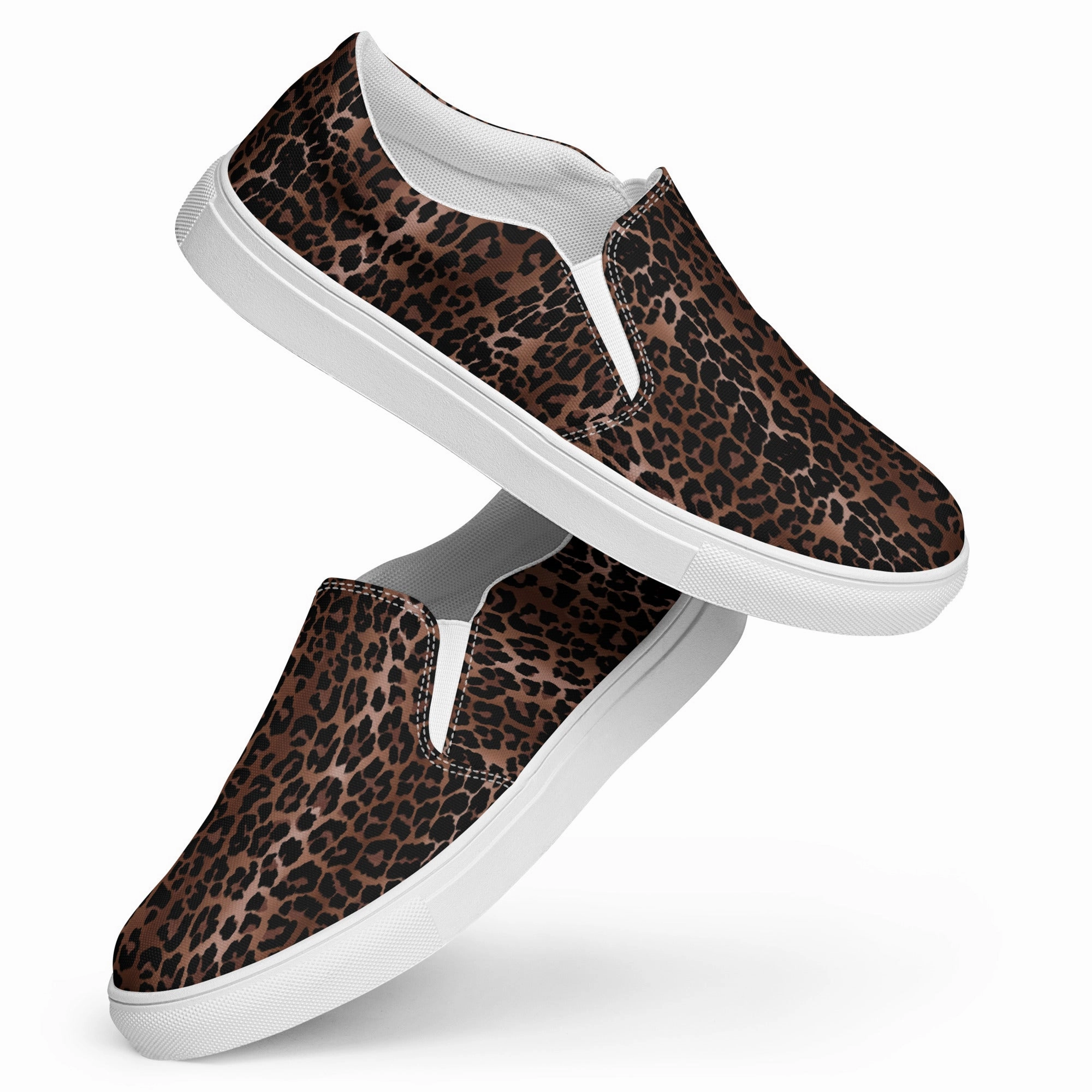 Fur Lined Flat Shoes OG Leopard Print Womens Slip-on Canvas Deck Shoes | Pinup Couture Relaxed