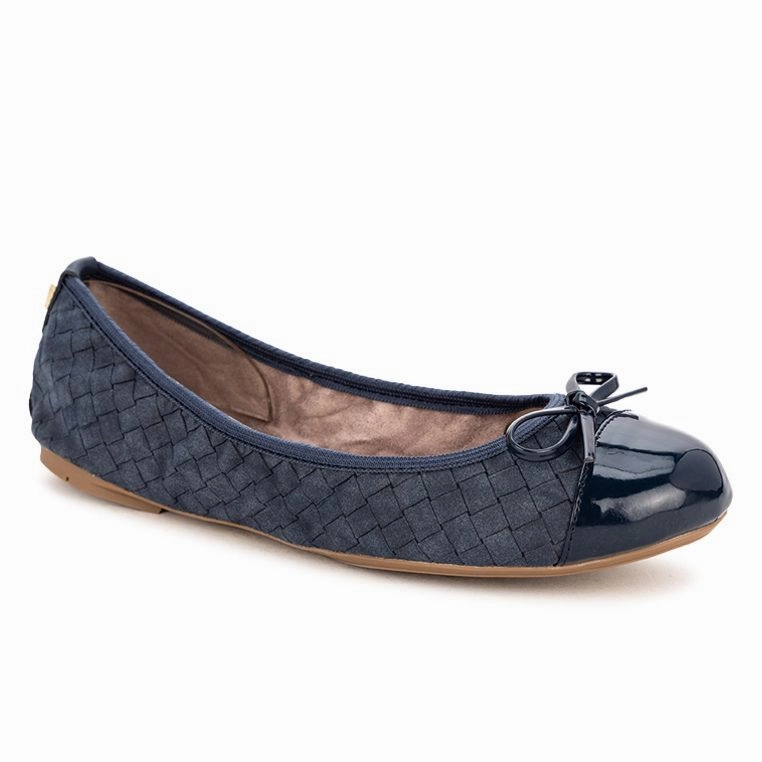 Great Walking Shoes For Flat Feet OLIVIA Ballet Flat Shoes - Navy Burnished Suede W/ Emboss