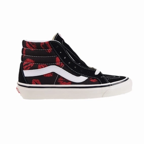 Vans Sk8-Hi 38 DX Anaheim Factory Hot Lips Men's Shoes Black-Red-White Best Casual Derby Shoes