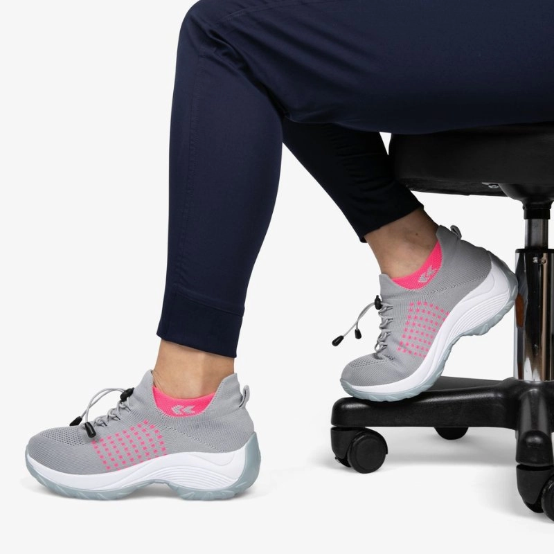 Best Running Sneakers Ortho Stretch Cushion Shoes - Gray Pink