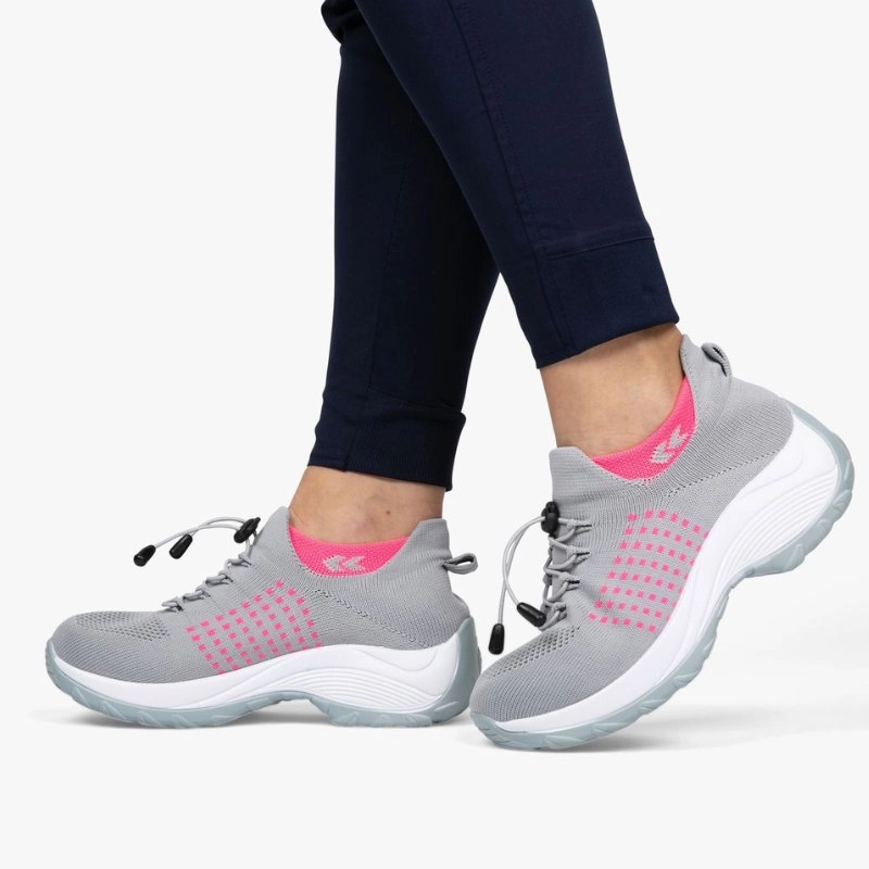 Ortho Stretch Cushion Shoes - Gray Pink Sneakers Groton