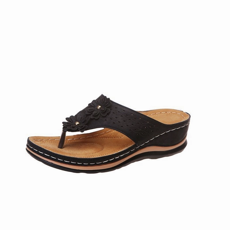Womens Summer Flower Wedges Heel Casual Bohemian Flip-Flops Sr Truth Table Flip Flop