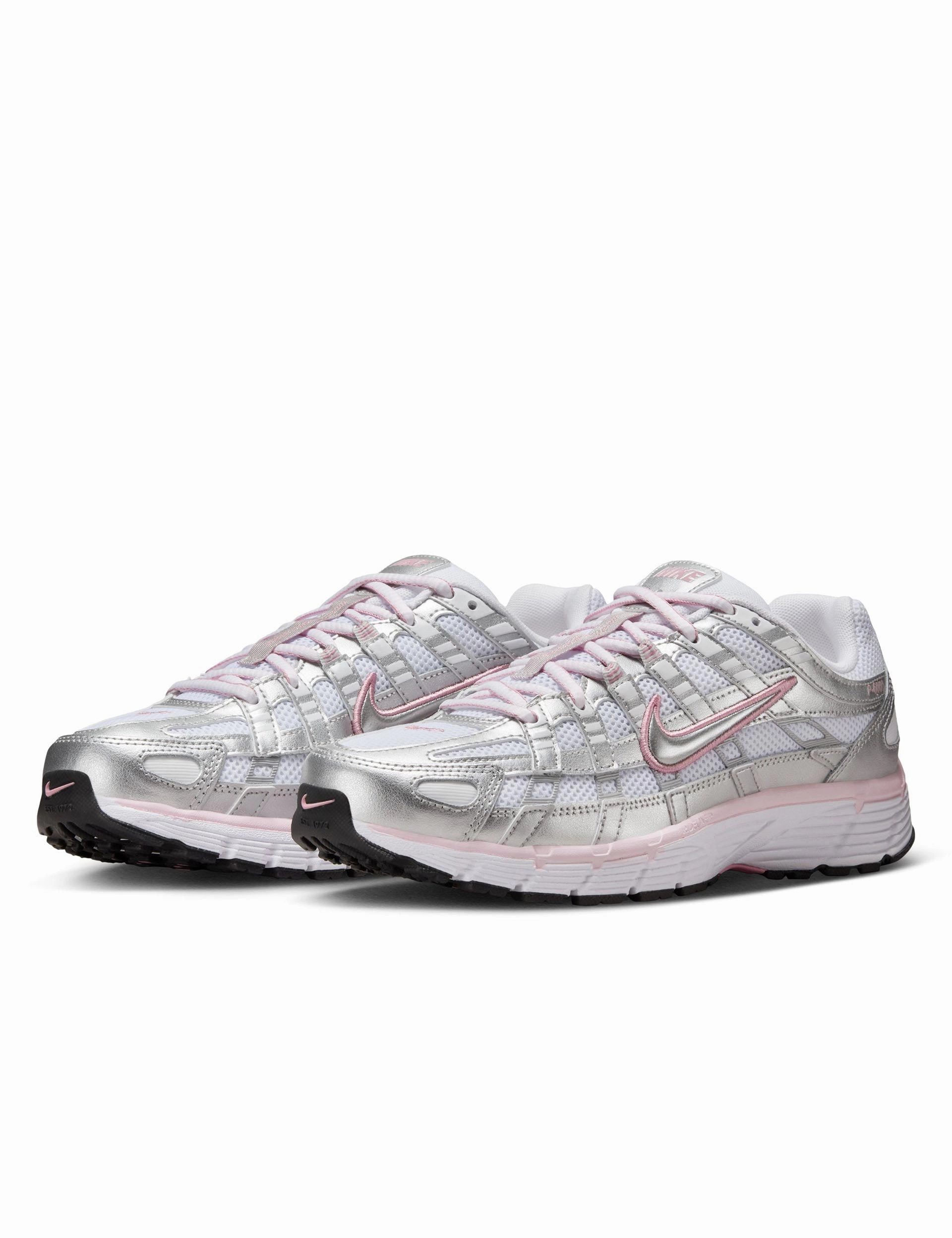 Asics Nova Surge Basketball Shoes P-6000 Shoes - White/Metallic Silver/Elemental Pink