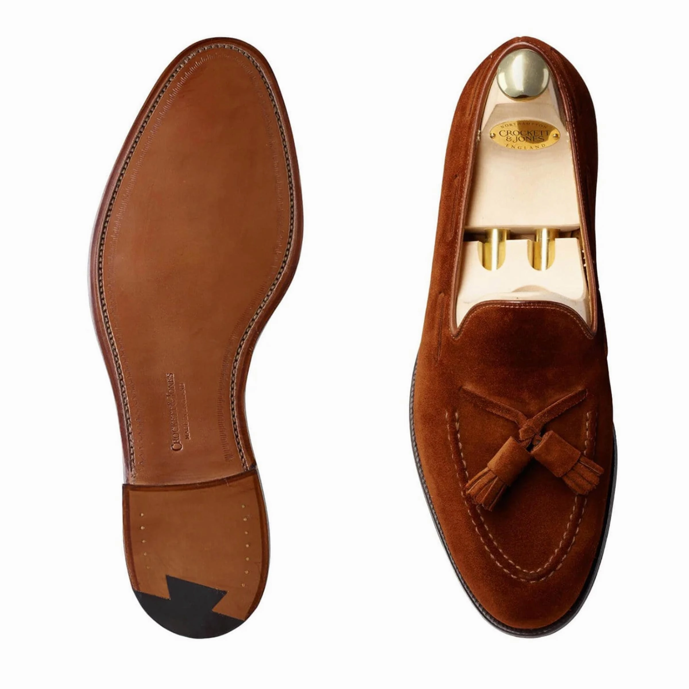 Crockett & Jones - Cavendish Polo Brown Calf Suede Tassel Loafer Penny Leather Loafers