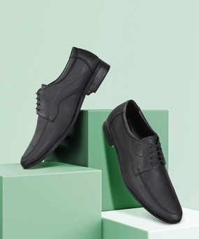 Paragon Men's Black Formal Shoes with Laces| Durable & Sturdy for Outdoor Wear Oxford Flats Shoes