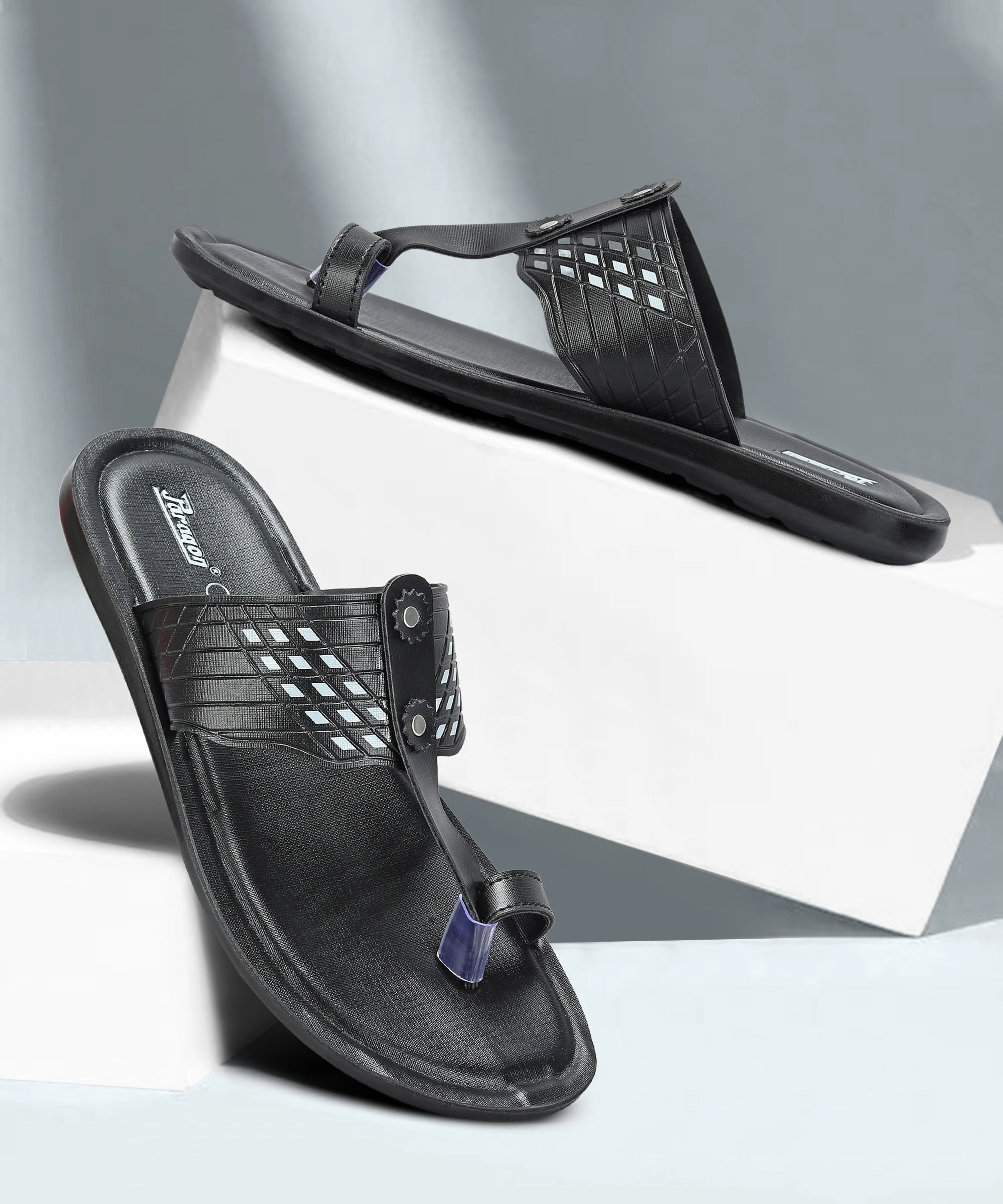 Paragon Men's Slip-on Black Sandals for Men | Comfortable Sole & Durable Sandals Royal