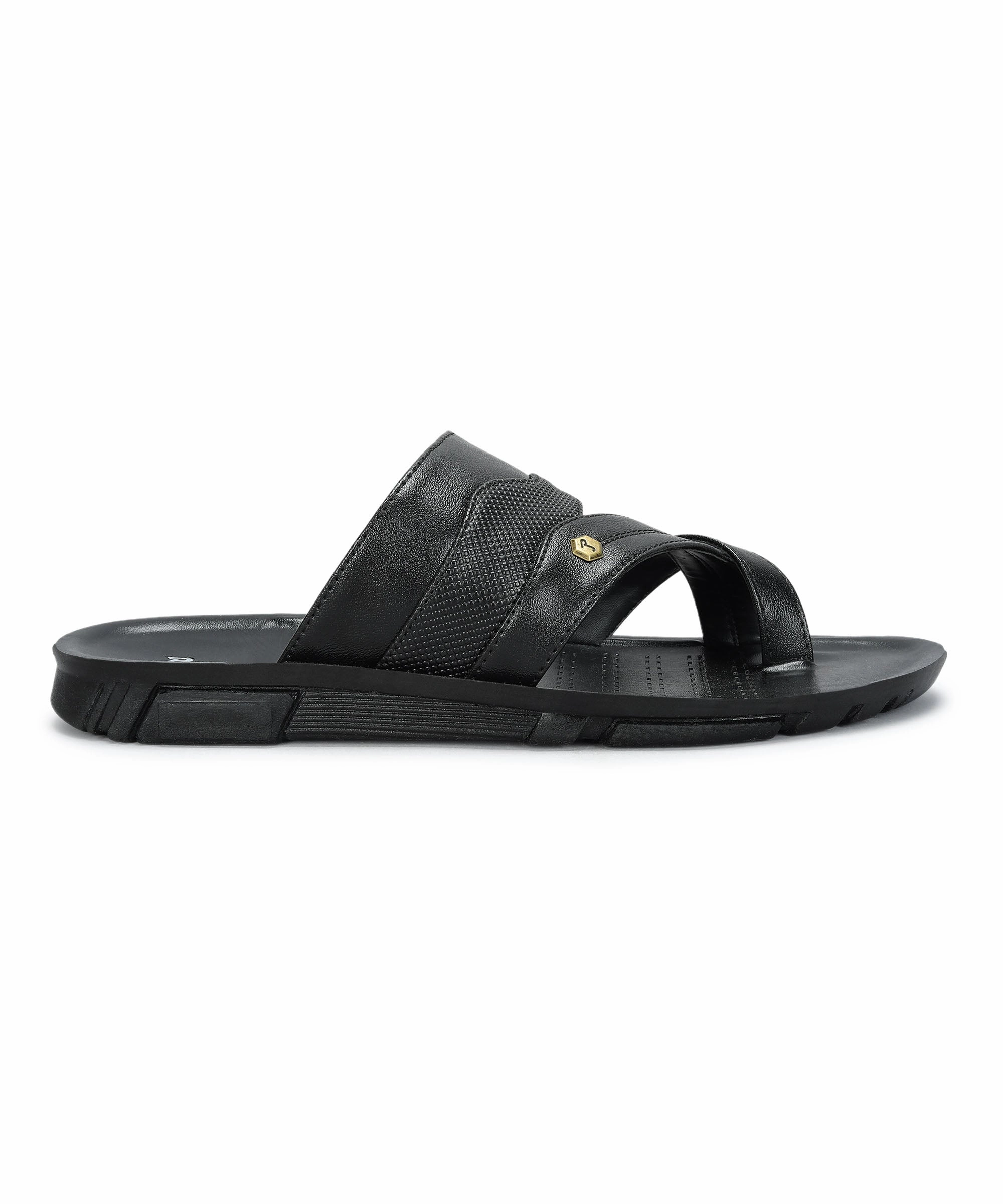 Paragon Men's Slip-on Black Sandals for Men | Comfortable Sole & Durable Heel Sandals Heels