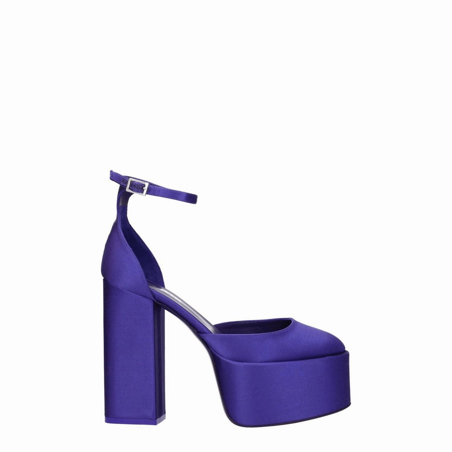 Paris Texas Purple Satin Platform Sandals Dressy Wedge Heel Sandals