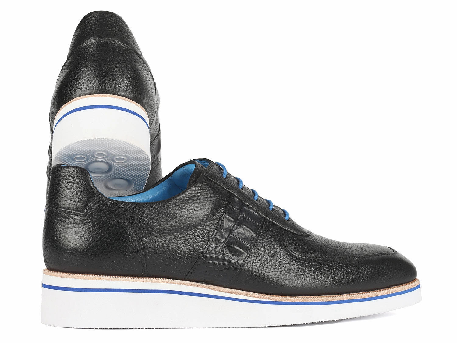 Paul Parkman Men's Casual Shoes Black Floater Leather (ID#192-BLK) Casual Shoes For Dresses