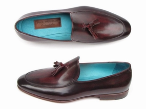 Velvet Dress Loafers Paul Parkman Tassel Black & Purple Loafers