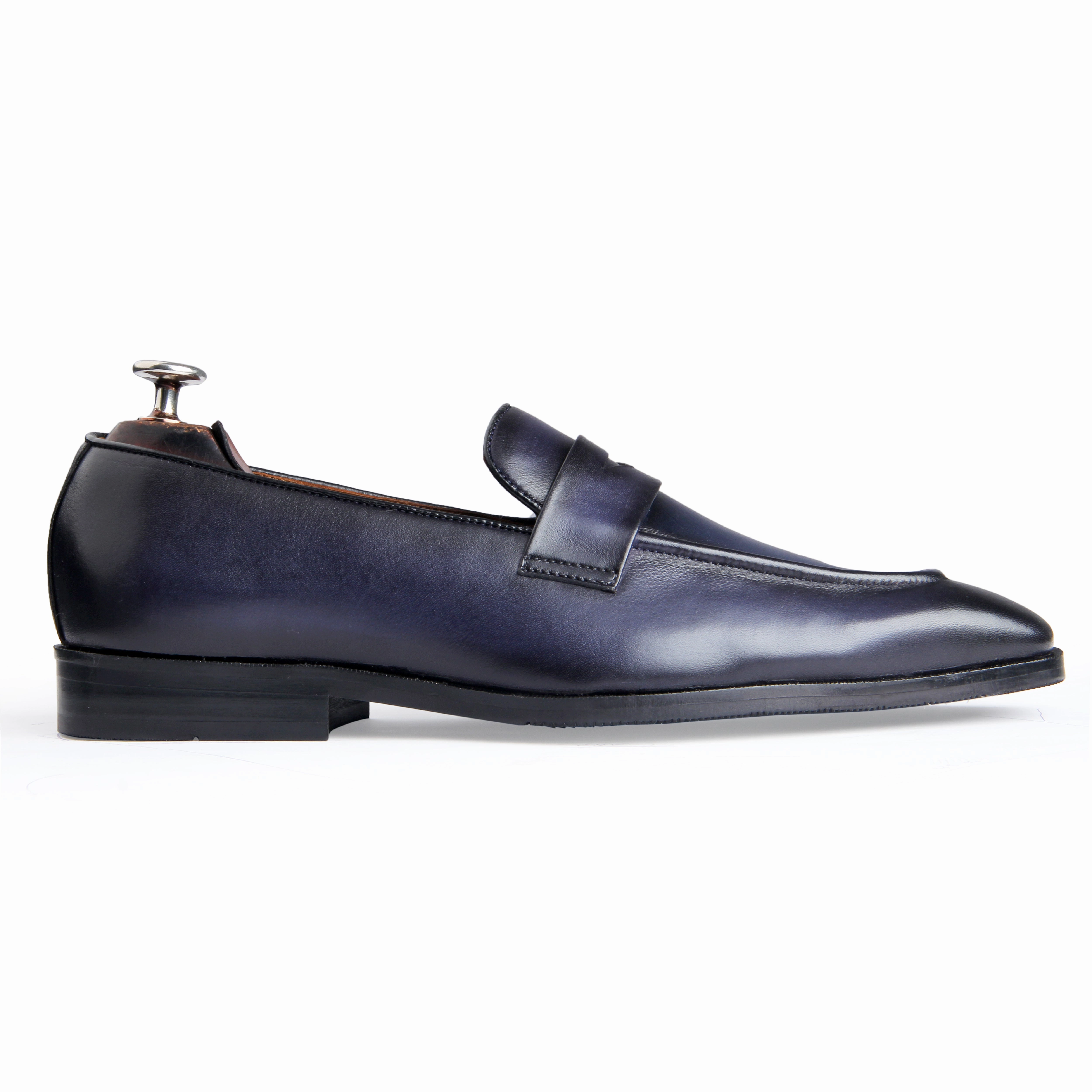Penny Loafers Blue Hand Patina Wingtip Tassel Loafers