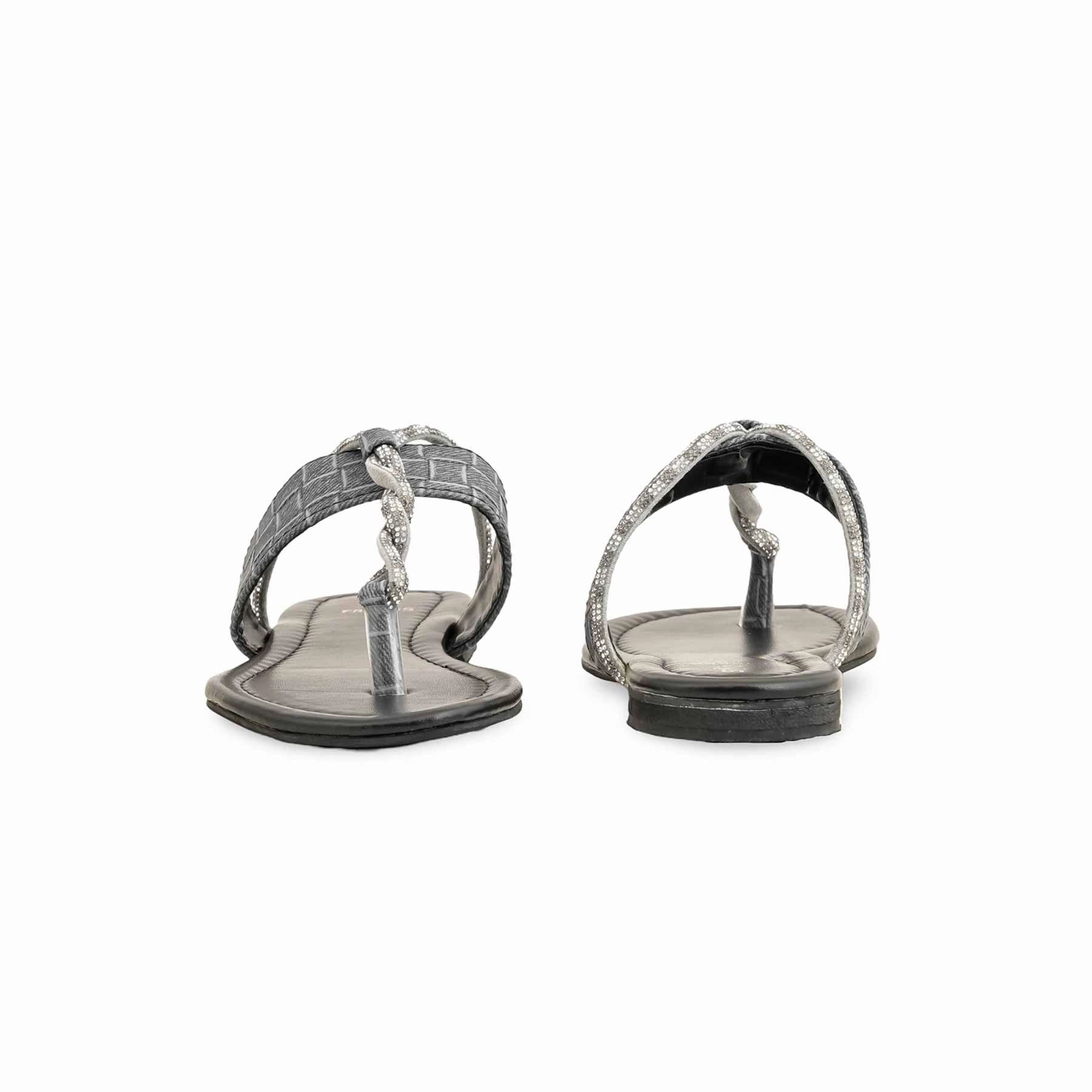 Black Formal Chappal For Women FR0555 Flat Shoe Styles