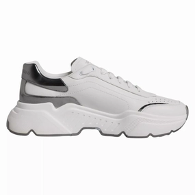 Preppy Sneakers Dolce & Gabbana White Silver DAYMASTER Leather Sneakers Shoes