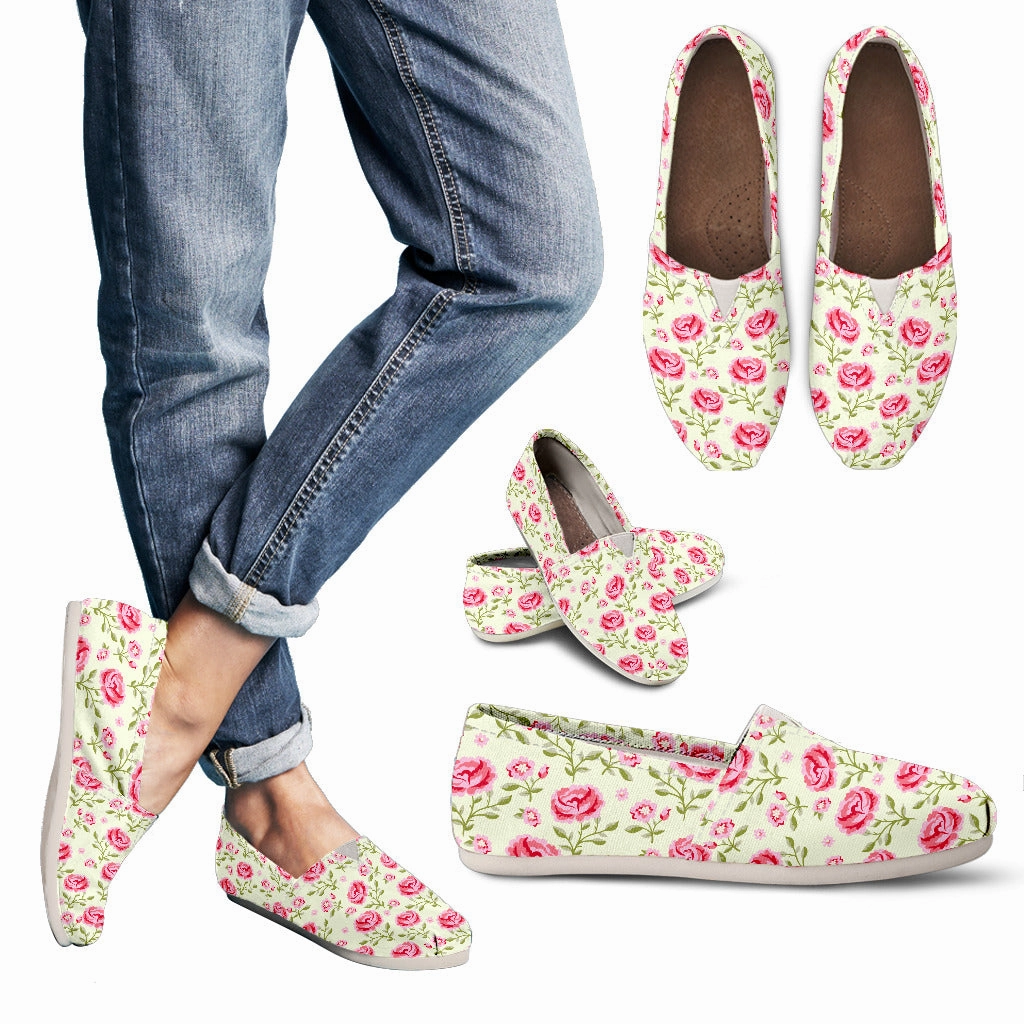 Casual Shoes On PINK FLOWER CASUAL SHOES - FREE SHIPPING WORLDWIDE