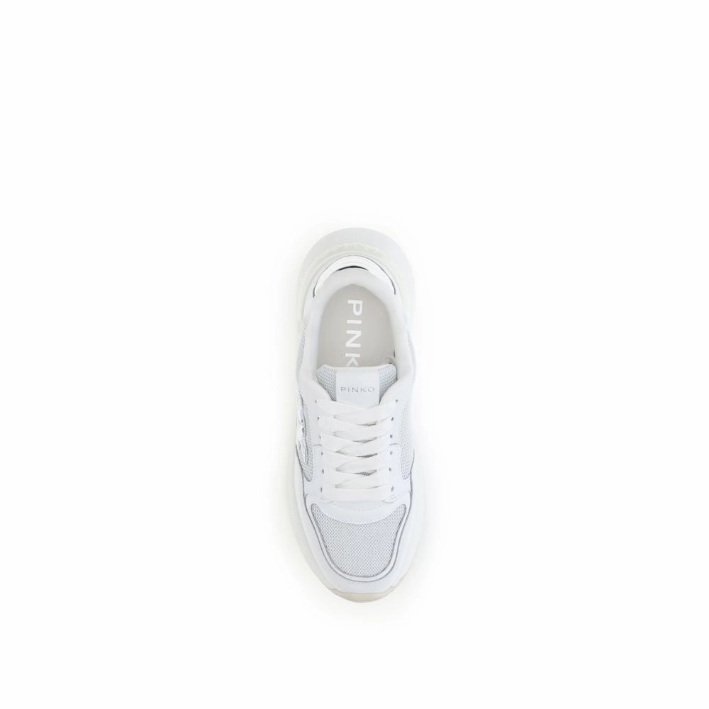 PINKO White Calf Leather Bos Taurus Chunky Sneakers Sneakers To Wear With Skinny Jeans