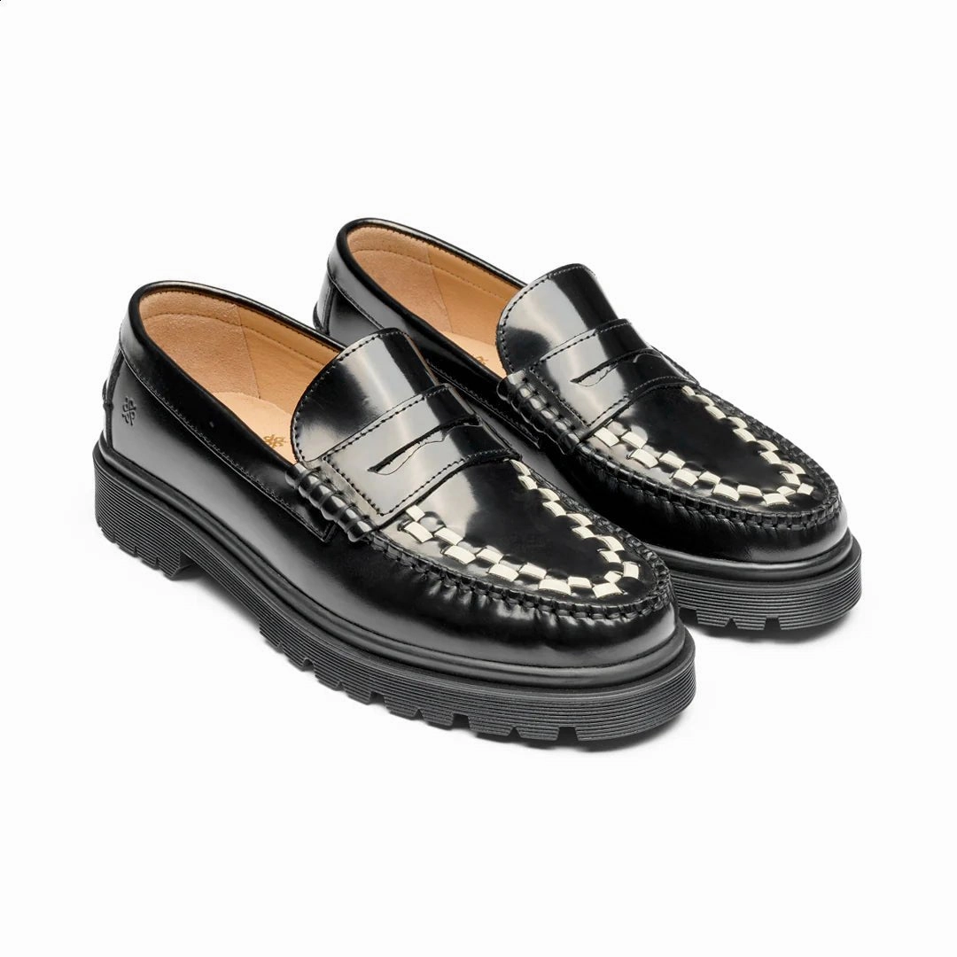 Playboy Duncan Black/White polido leather loafers Loafers Bee