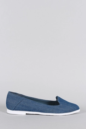 Bamboo Denim Pointy Toe Slip On Loafer Flat Good Soccer Shoes