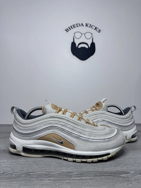 Size 10.5 - 2020 Nike ID Air Max 97 White Gold Black Sneakers  CT7949-991 Asics Waffle Shoes