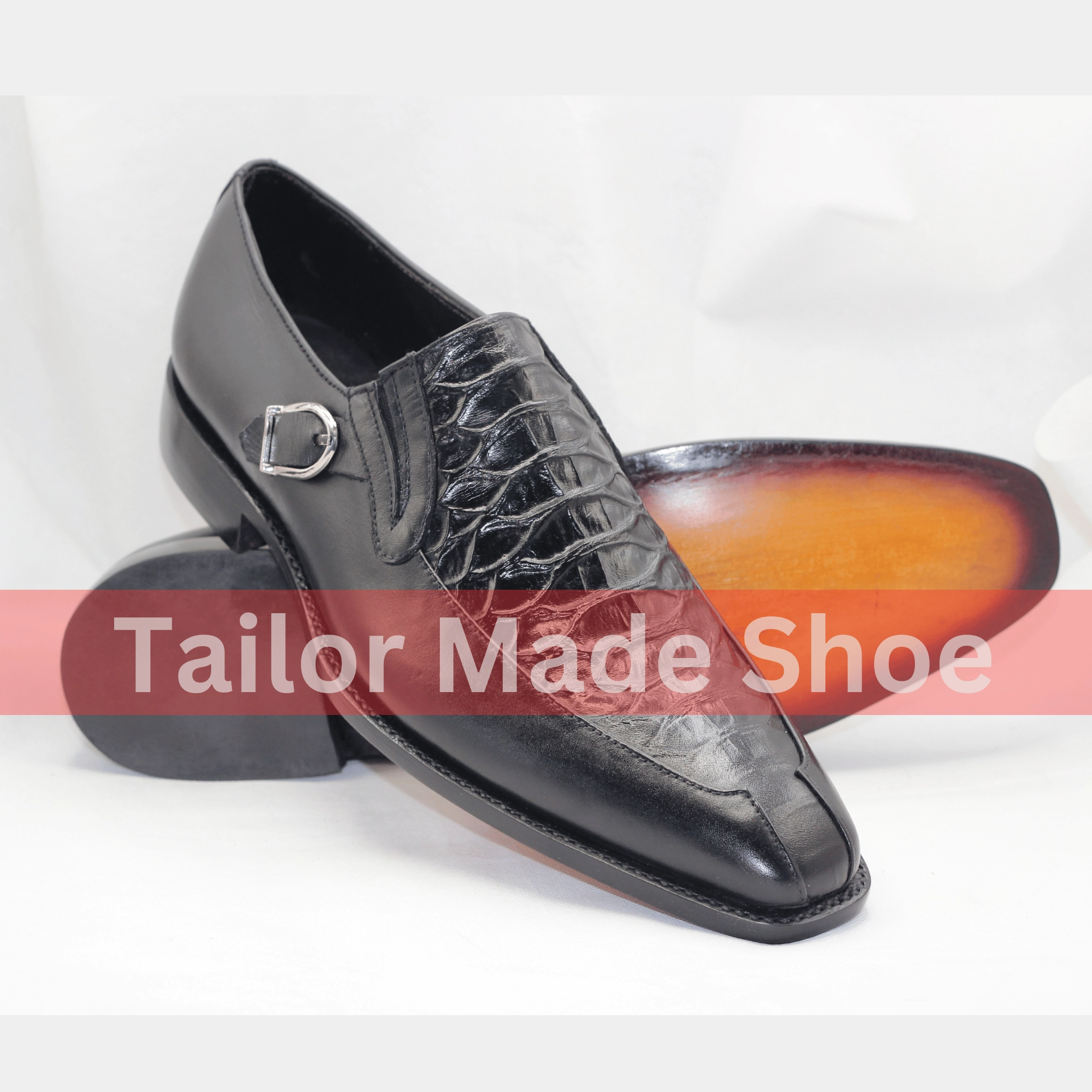 Premium Black Leather Loafers with Crocodile Texture Black Crocodile Embossed Loafers  Handcrafted Elegance Snaffle Loafers