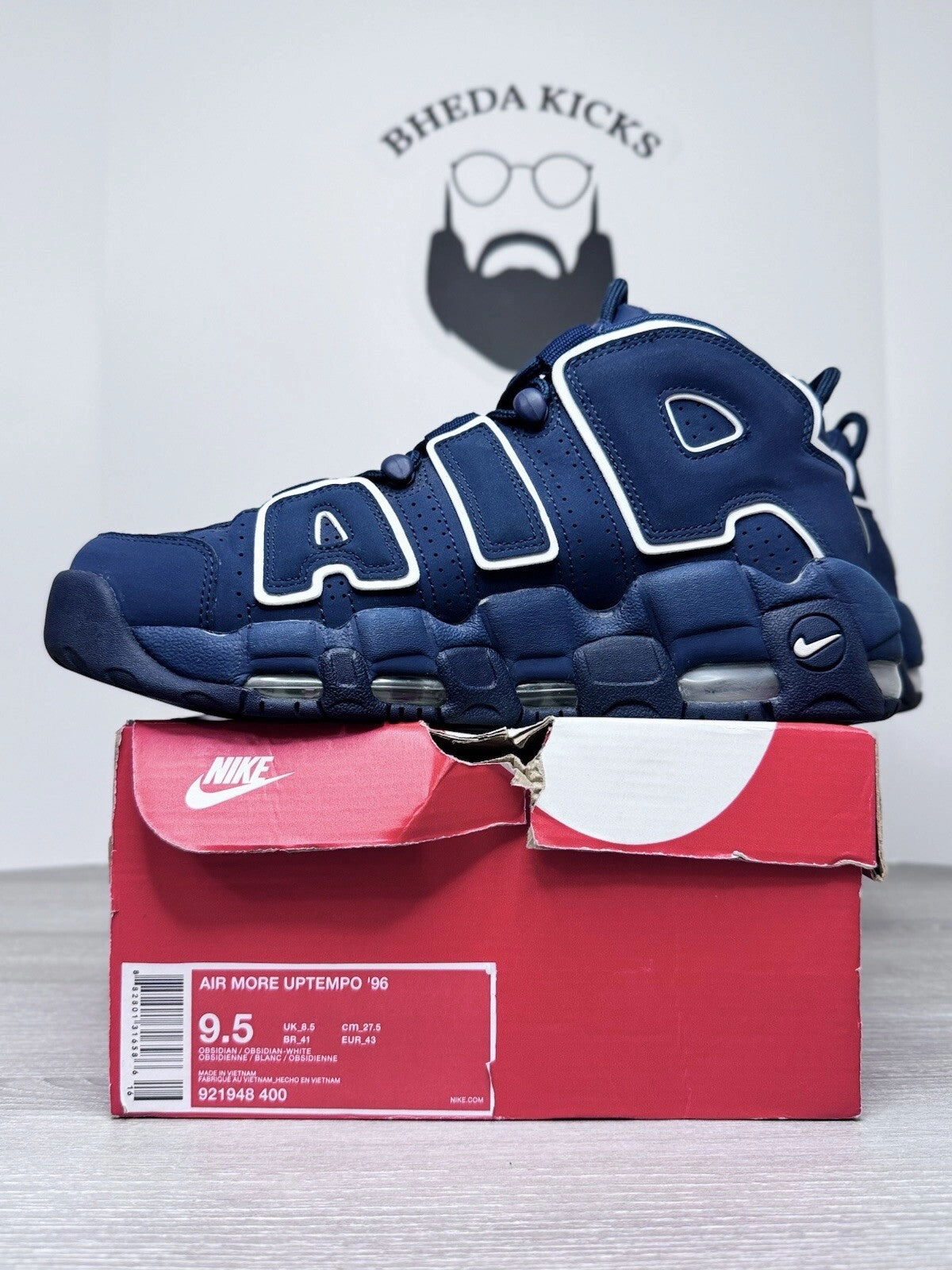 Asics Cheerleading Shoes 90s Size 9.5 - Nike Air More Uptempo '96 Obsidian Navy White 921948-400 CLEAN