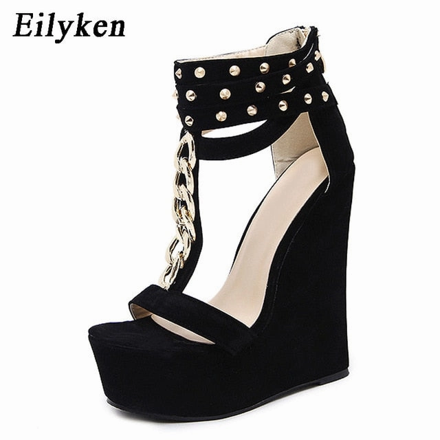 Sandals Men Eilyken 2018 New Gladiator Women Sandals High Heels Fashion Sandals Chain Platform Wedges shoes For Women