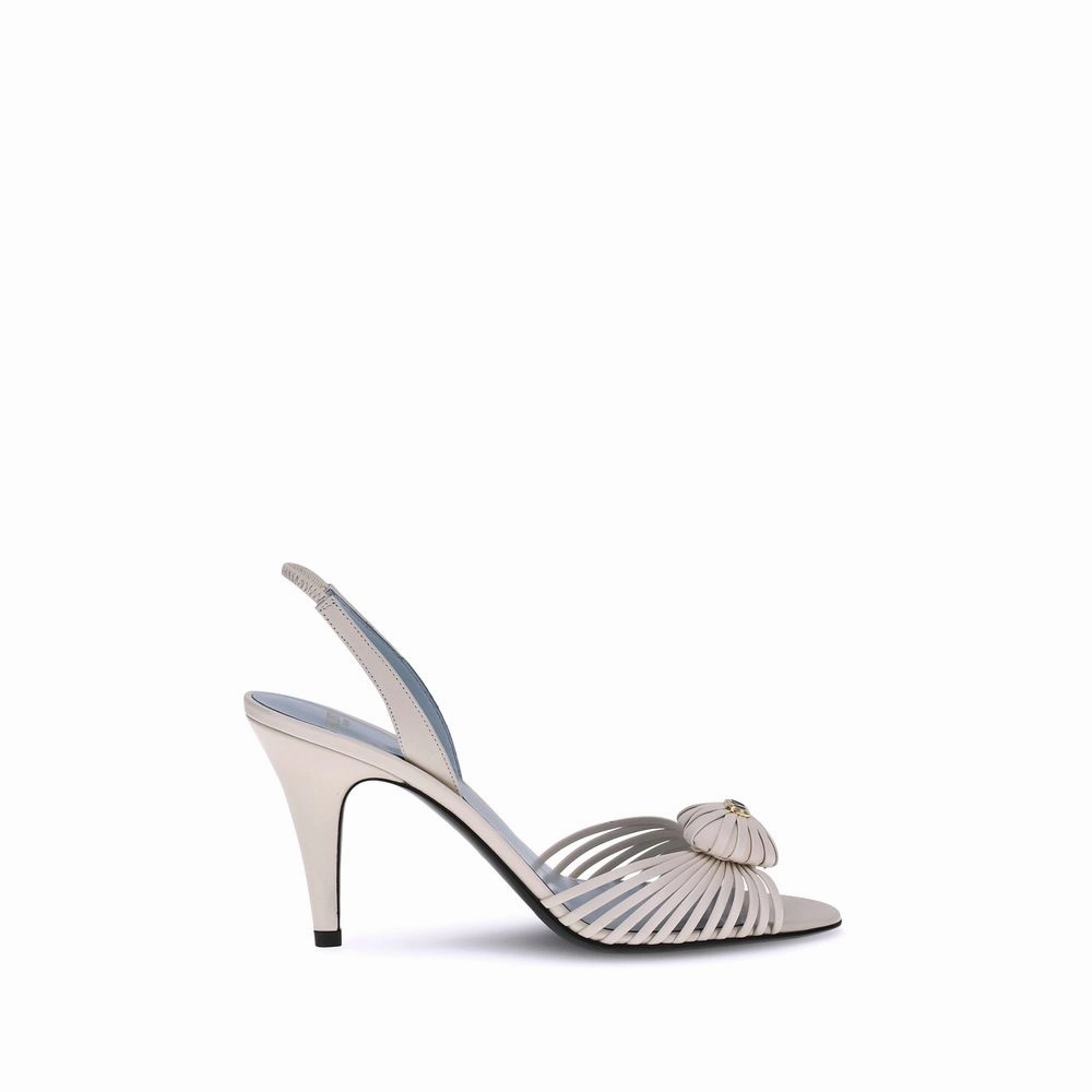 Valentino Garavani White Calf Leather Bos Taurus Stiletto Heel Sandals Viking Sandals