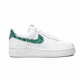 Women's Nike Air Force 1 Low 07' Essential White Green Paisley Asics Walking Shoes Wide Width