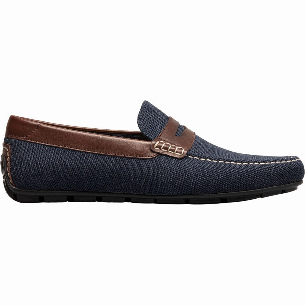 Florsheim Motor Navy Multi Knit Moc Toe Penny Driver Men's Shoes Straw Loafers