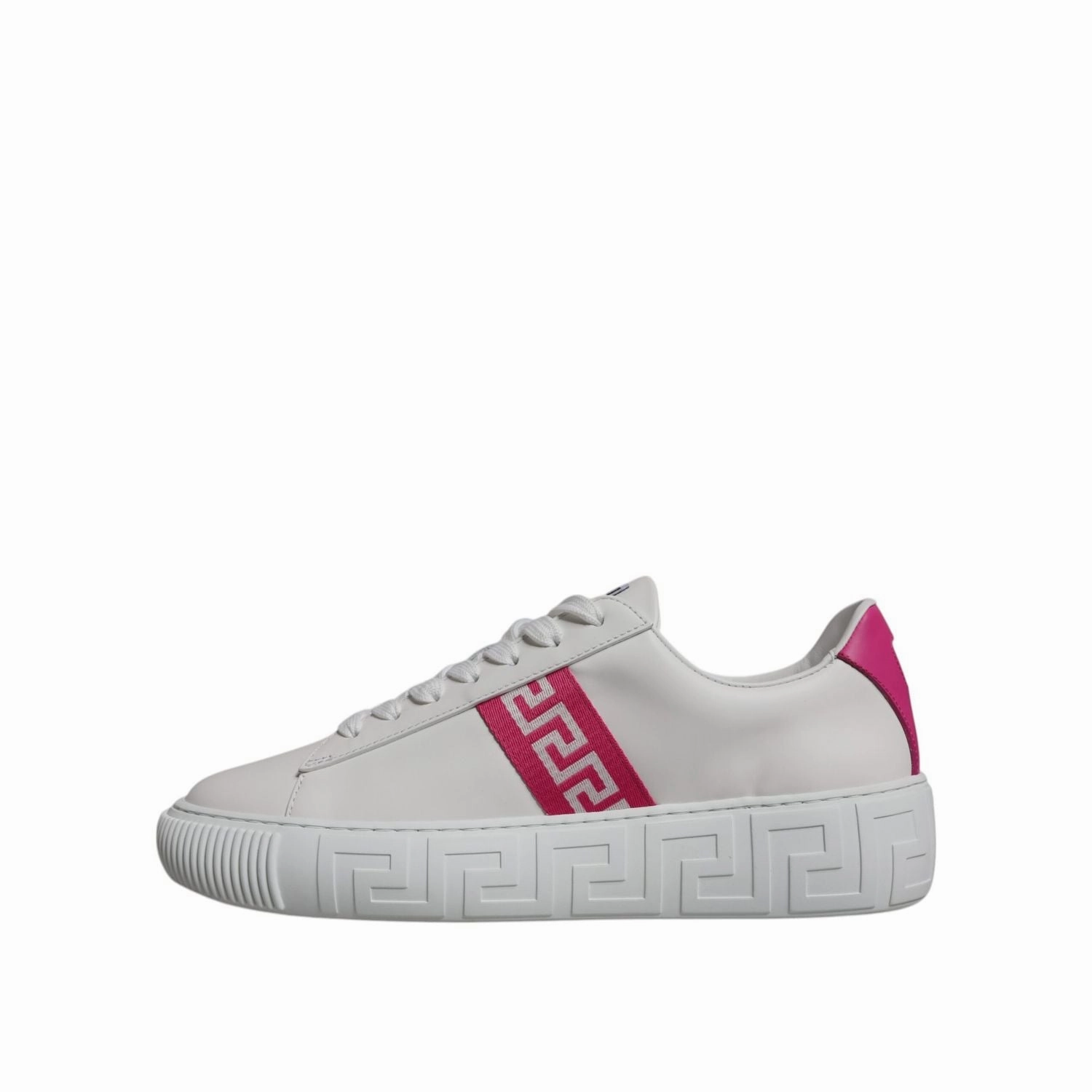 Designer Sneakers Under $300 Versace White Pink Greca Print Platform Low Top Sneakers Shoes