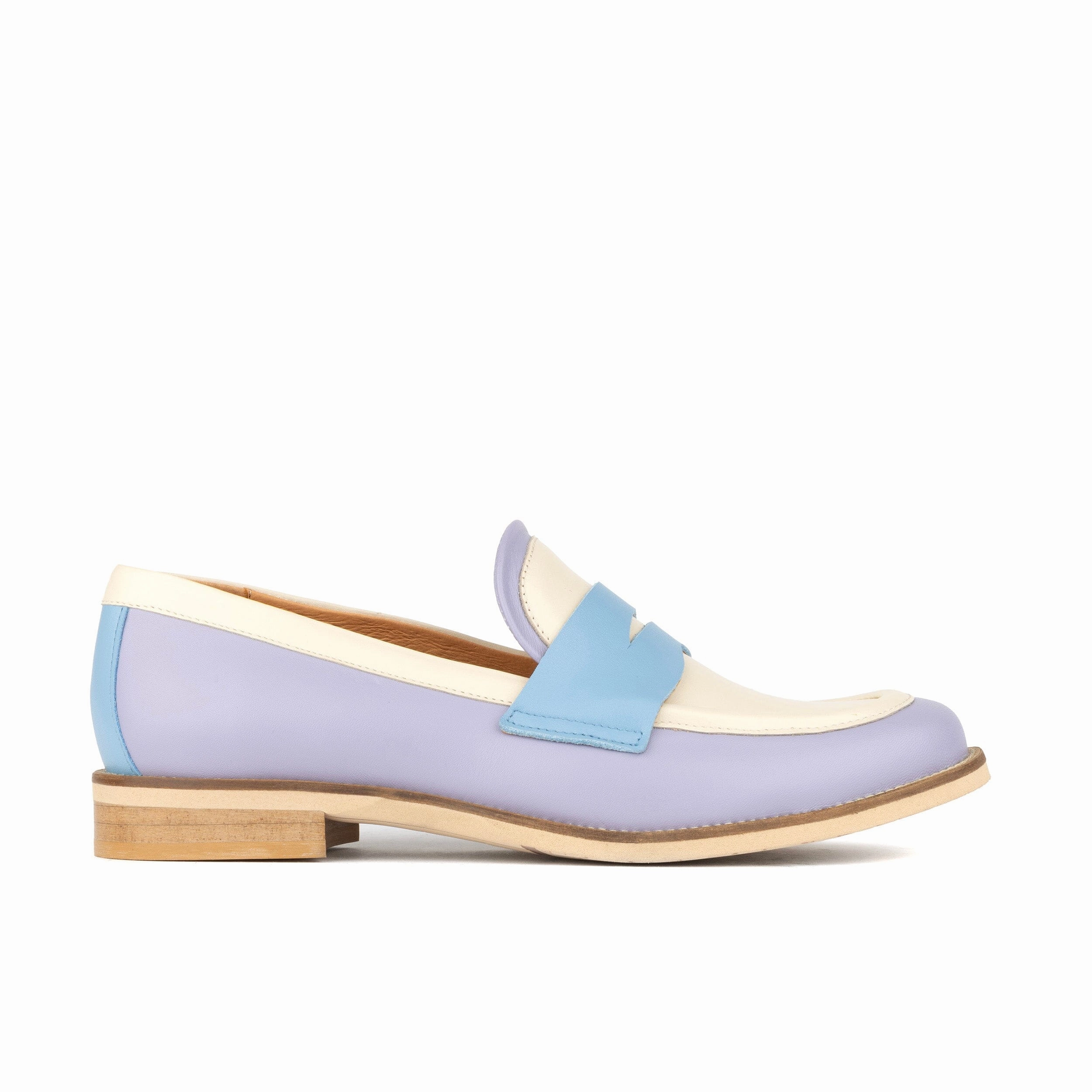 Kay - Blue & White Pastel Martens Loafers
