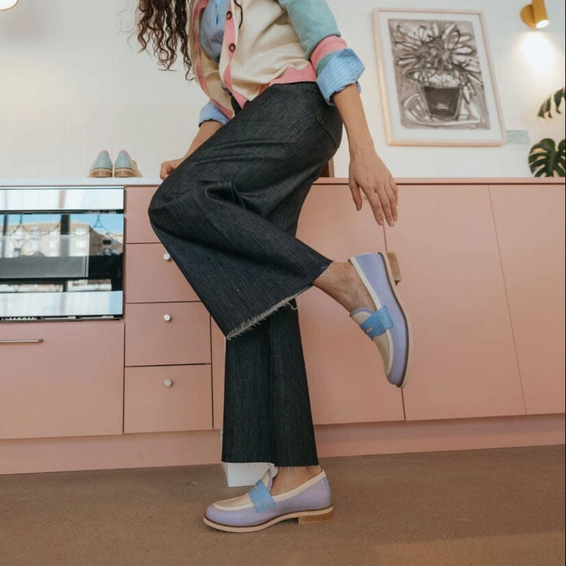 Kay - Blue & White Pastel Moschino Loafers