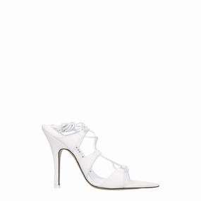 Sandals On Sale The Attico White Leather Stiletto Heel Sandals