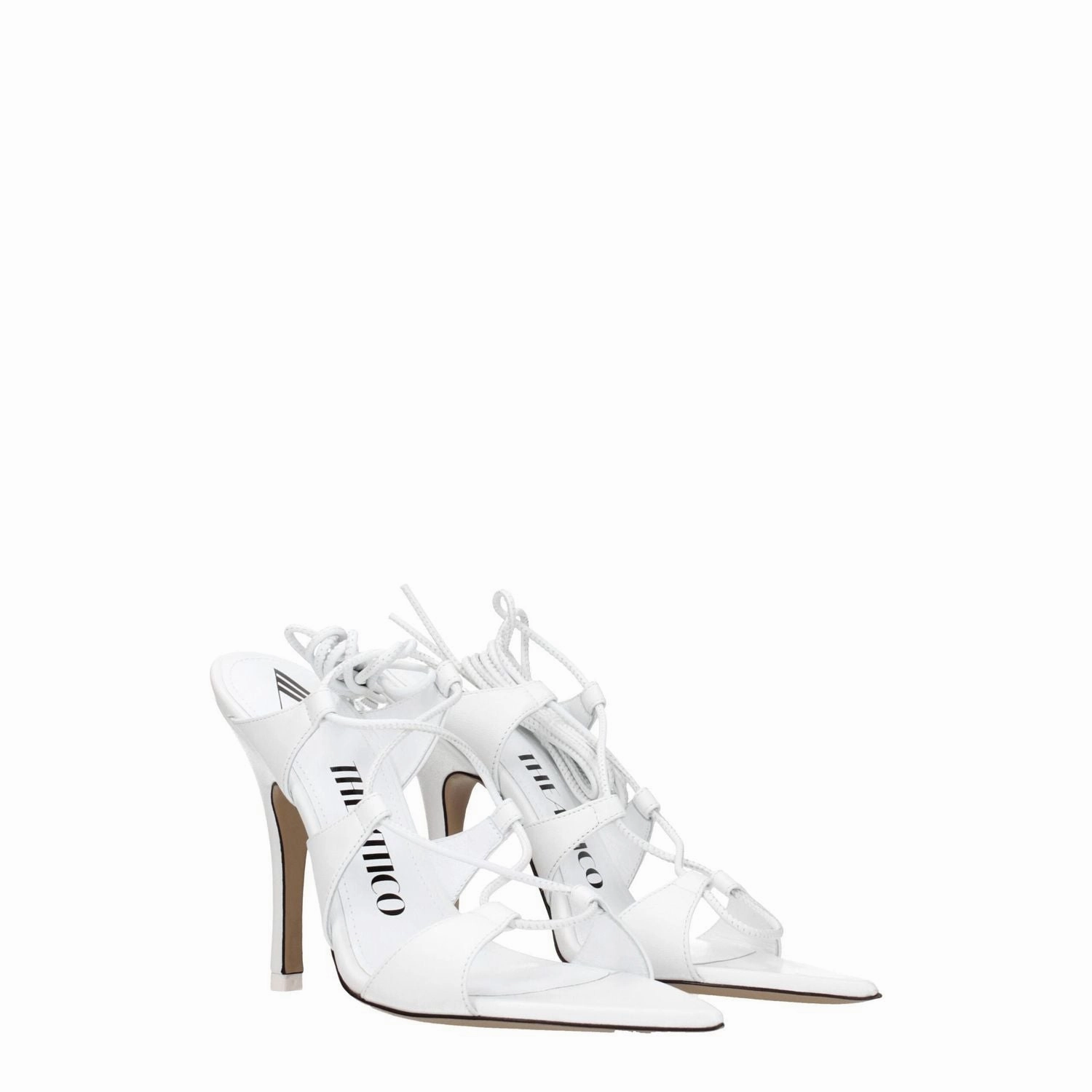 Camping Sandals The Attico White Leather Stiletto Heel Sandals