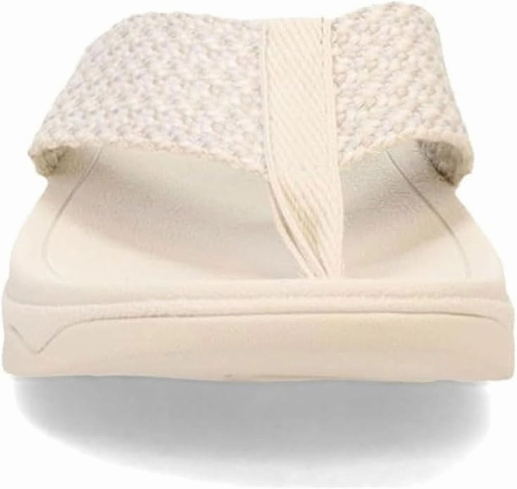 FitFlop Womens Surfa Webbing Toe-Post Sandals  Multi-Tone Paris Beige | Lightweight Cushioned Wedge Flip-Flops with Ergonomic Microwobble board Midsole Square Toe Boot Slippers