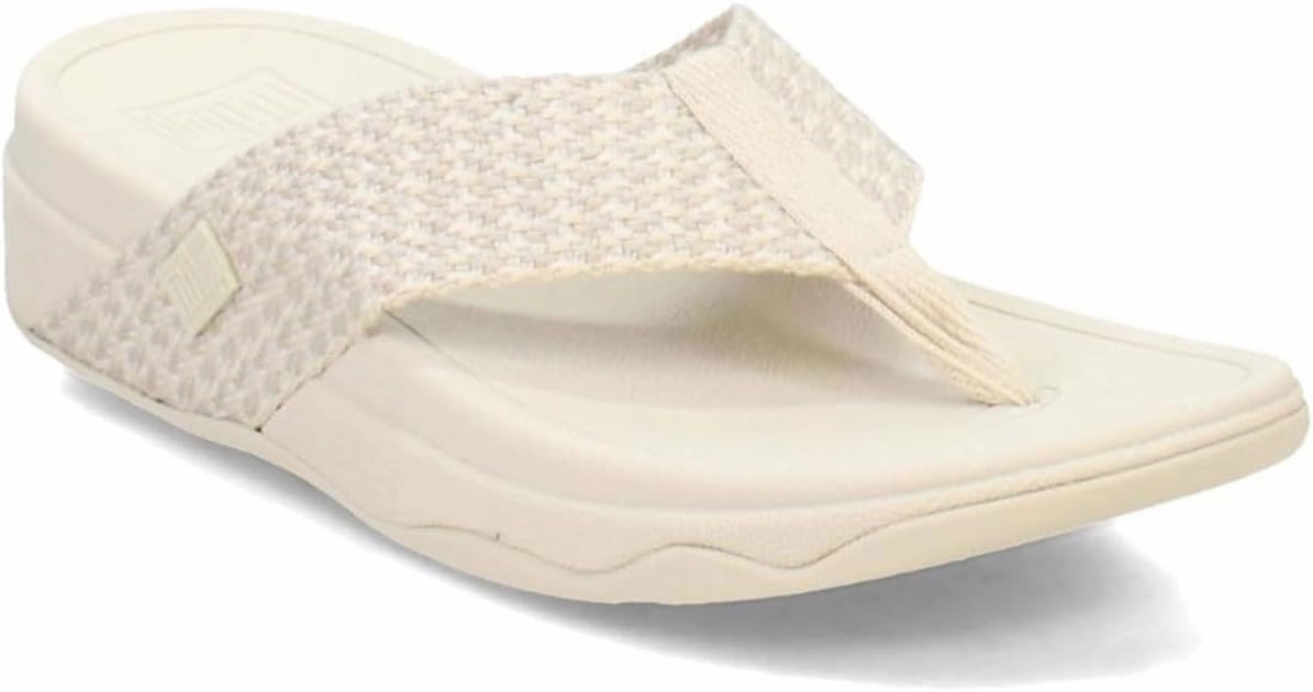 Best Non Slip Slippers For Elderly FitFlop Womens Surfa Webbing Toe-Post Sandals  Multi-Tone Paris Beige | Lightweight Cushioned Wedge Flip-Flops with Ergonomic Microwobble board Midsole