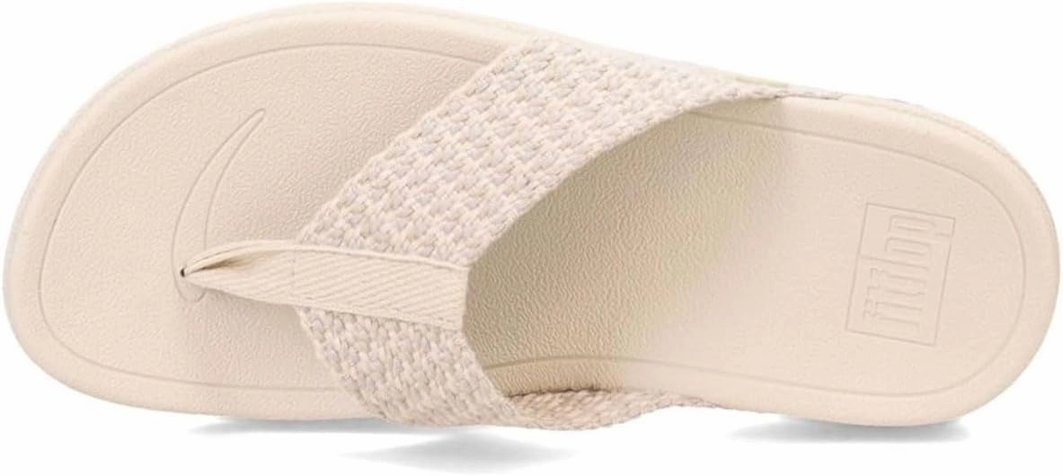 Slippers Open Toe FitFlop Womens Surfa Webbing Toe-Post Sandals  Multi-Tone Paris Beige | Lightweight Cushioned Wedge Flip-Flops with Ergonomic Microwobble board Midsole
