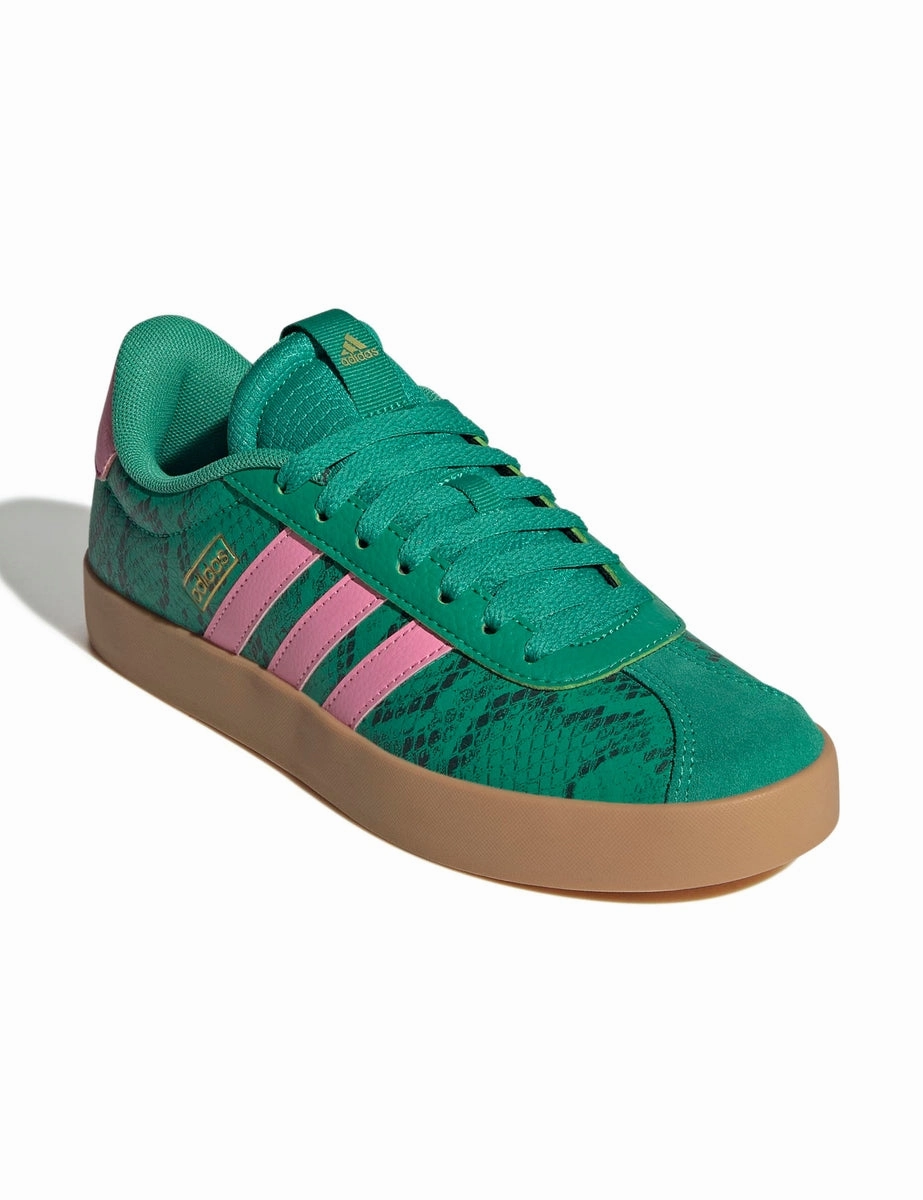 VL Court 3.0 Shoes - Court Green/Bliss Pink/Gold Metallic Adidas Retro Style Shoes