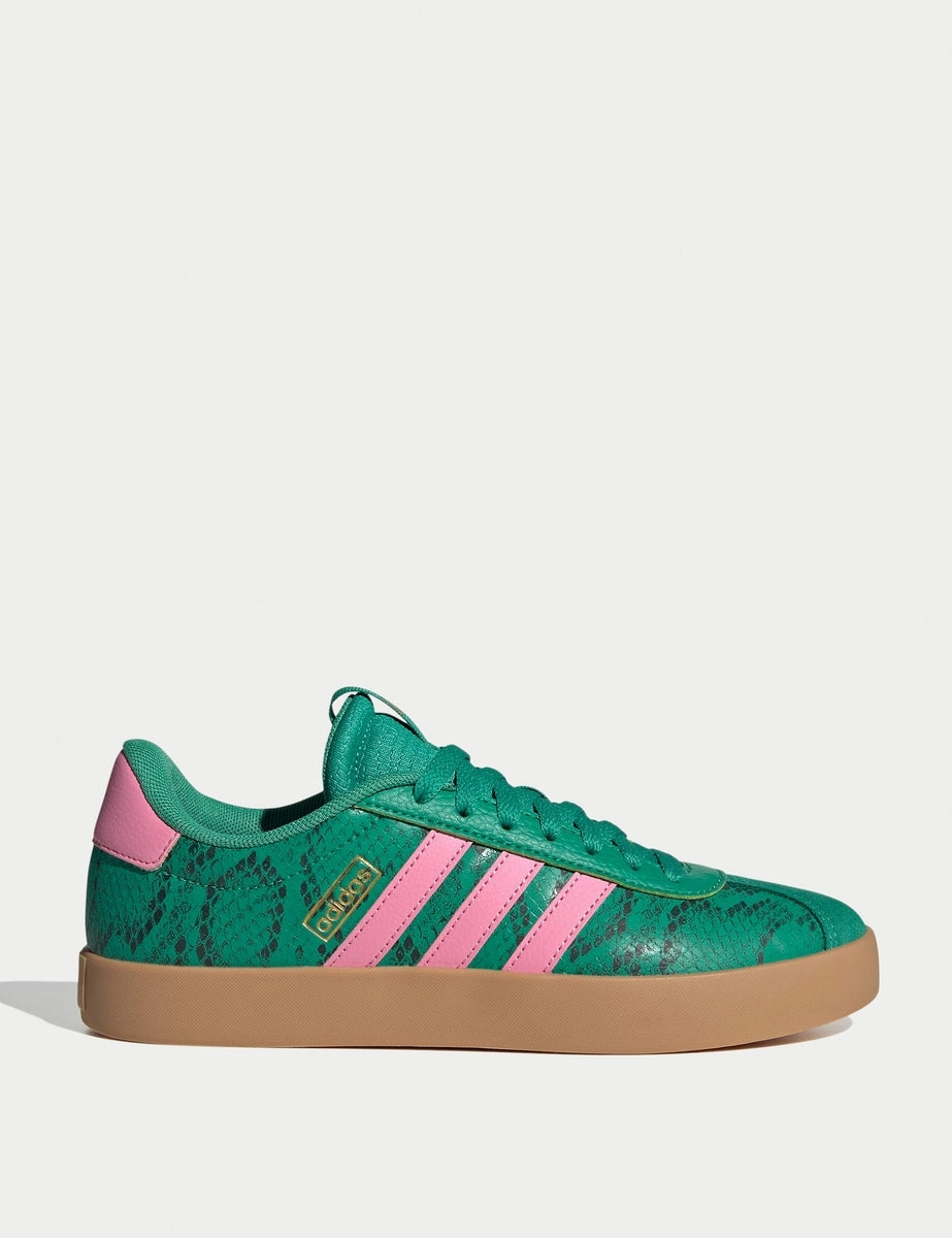 Adidas Shoes Skateboarding VL Court 3.0 Shoes - Court Green/Bliss Pink/Gold Metallic